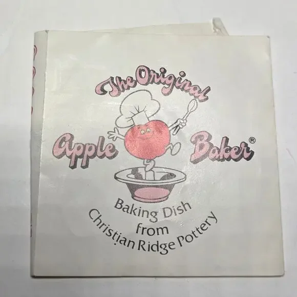 Christian Ridge Pottery Apple Baker Set of 2 Blue Stoneware w Recipe Card - Picture 6 of 9